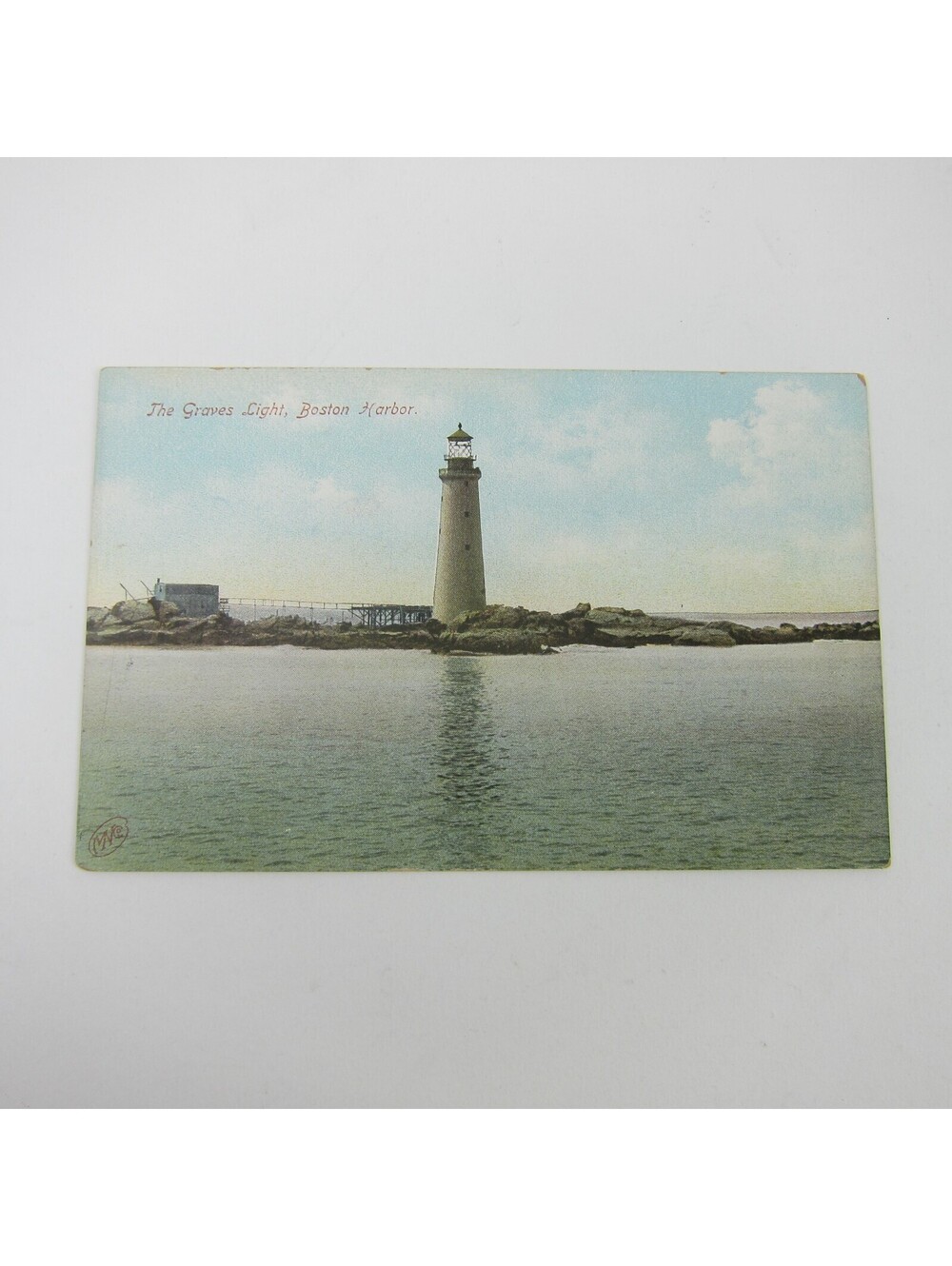 Postcard Boston Harbor Massachusetts Graves Light Lighthouse Antique Unposted